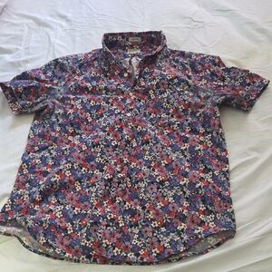 Men's Floral Button Down Shirt - Blue and Red
